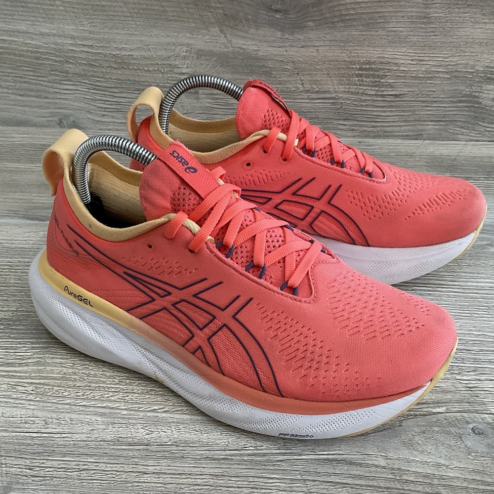 Asics Gel-Nimbus 25 Womens Size 8.5 Orange White Athletic Running Shoes Sneakers